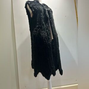 Kelli Kouri Natural Fur Vest Knitted Rex Rabbit MIDI  Length Size M Perfect